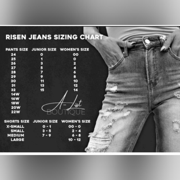 Risen Sexy Back Dark Wash Distressed Shadow Hem Straight Leg Jeans - Picture 9 of 9